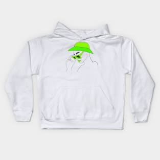 Woman in Lime Green Sunglasses Kids Hoodie